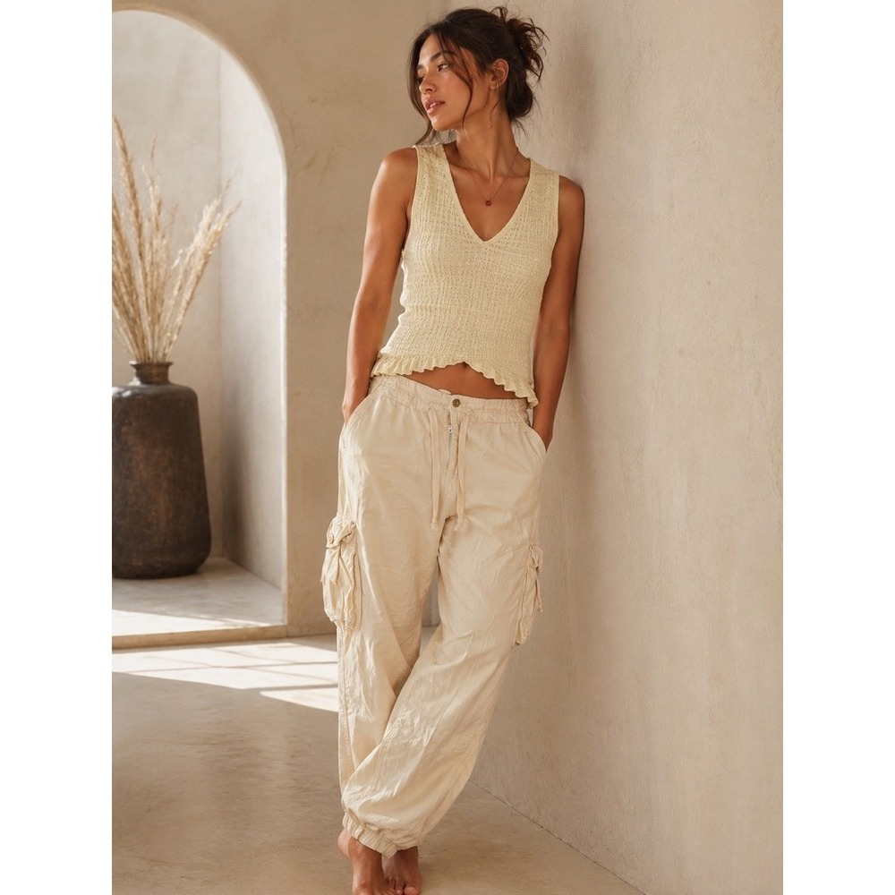 Blank NYC Womens Beige High Rise Cargo Jogger Pants 92OW2441MX Size 30‎